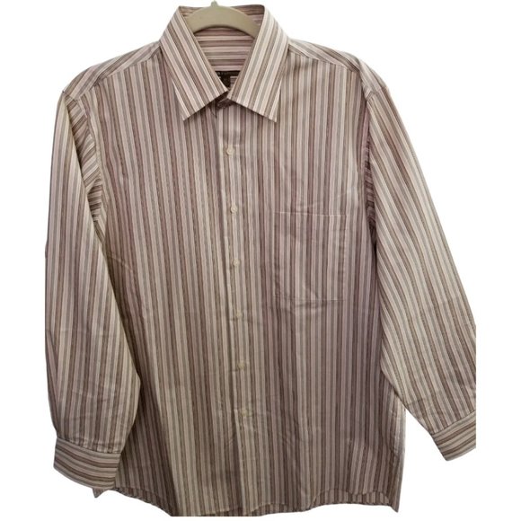 BCBG/Attitude Men's Shirt Long Sleeve Striped Size M Neck 15.5 Cotton/Nylon - Picture 2 of 7